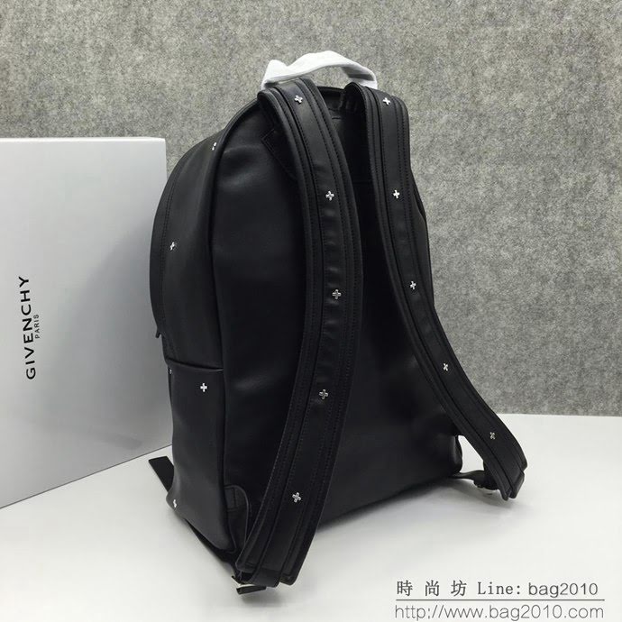 GlVENCHY紀梵希 黑色 雙肩包 頭層牛皮 原版亞銀五金 肩帶帶手工logk 時尚百搭款背包  tsg1025